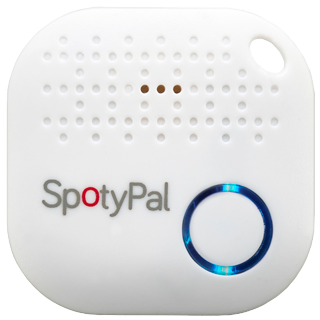 white SpotyPal device - Luggage Tracker